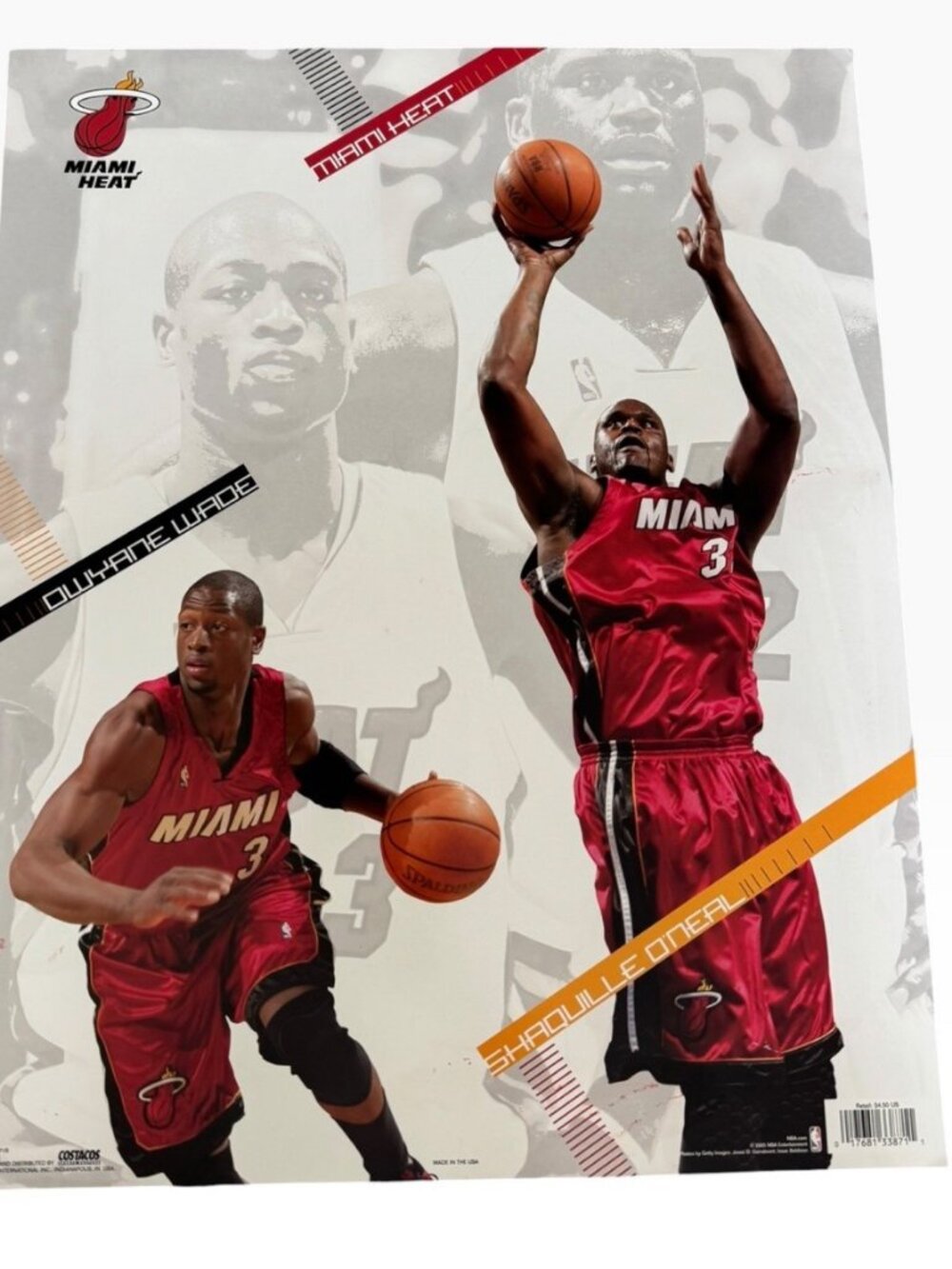2005 DWYANE WADE & SHAQUILLE O'NEAL Miami Heat Costacos 22x34 Heavy Stock Poster